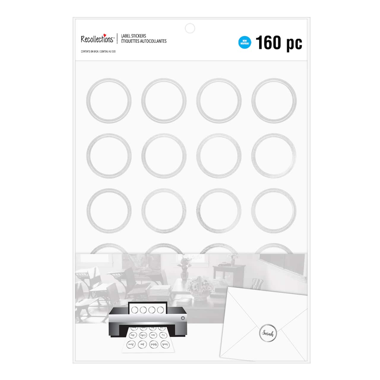 12 Packs: 160 ct. (1,920 total) Silver Border Round Label Stickers by Recollections™
